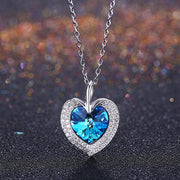 Blue Topaz Sterling Silver Necklace with  Crystals