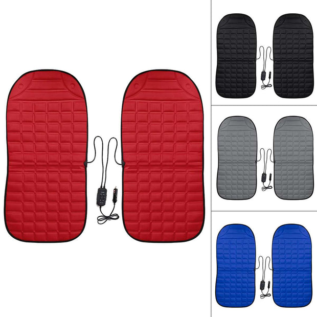 2Pcs In 1 Fast Heated & Adjustable Black/Grey/Blue/Red Car Electric Heated Seat Car