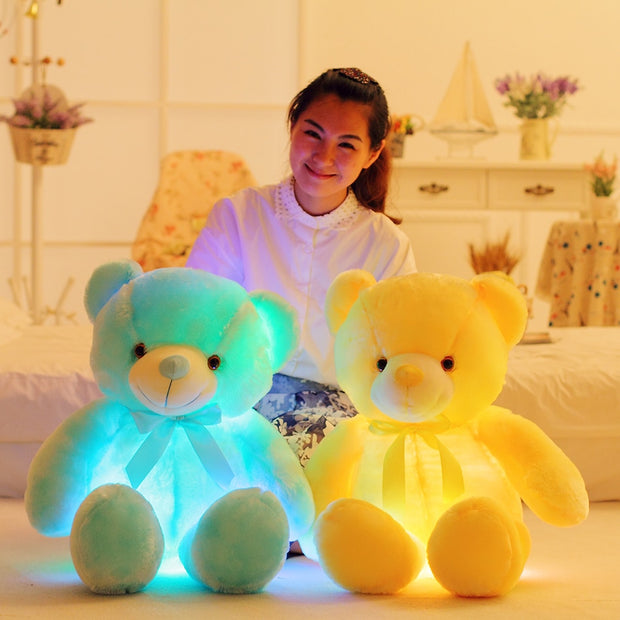 50cm Creative Light Up LED Teddy Bear Stuffed Animals Plush Toy Colorful Glowing Christmas Gift for Kids Pillow