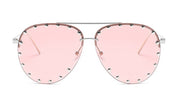 Ladies Metal Rivet Pilot Sunglasses Women Luxury Personality Rivet Glasses