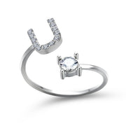 Adjustable 26 Initial Letter Ring For Women