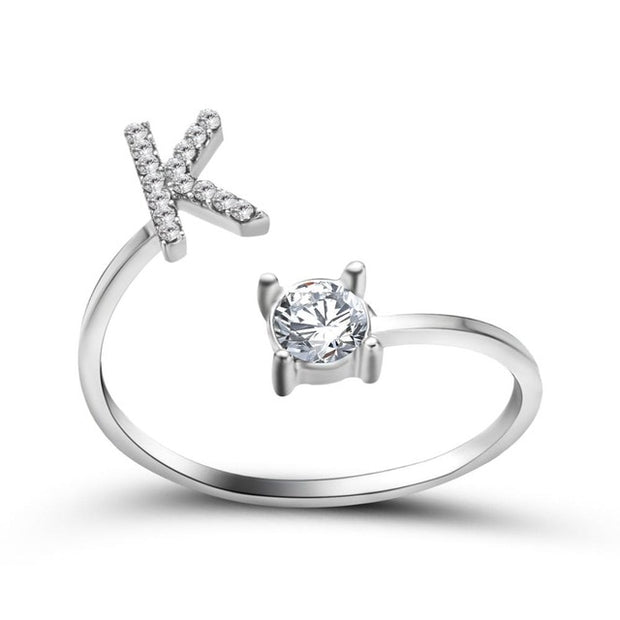 Adjustable 26 Initial Letter Ring For Women