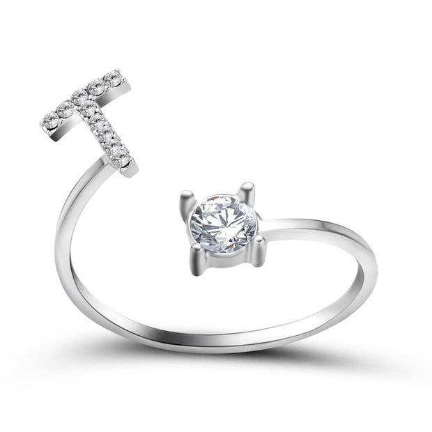 Adjustable 26 Initial Letter Ring For Women