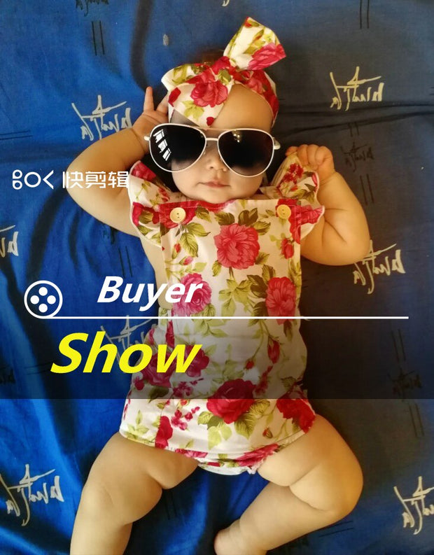 2pcs Baby Girls Clothes Jumpsuit Romper+Headband