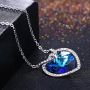Blue Topaz Sterling Silver Necklace with  Crystals