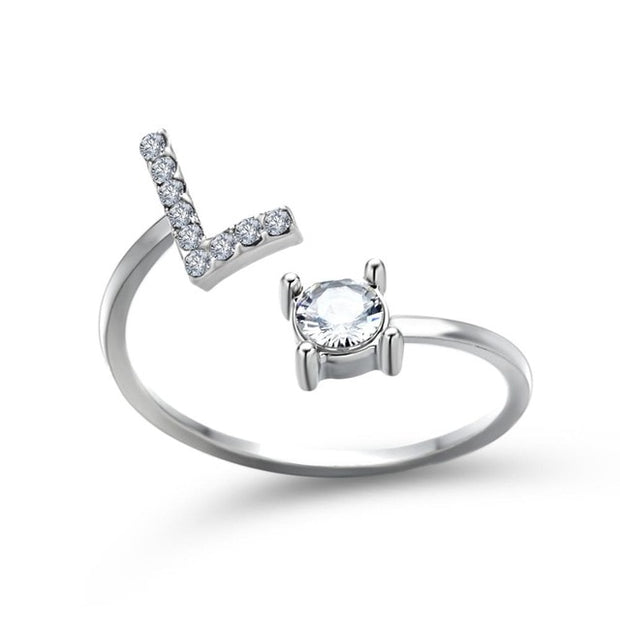 Adjustable 26 Initial Letter Ring For Women