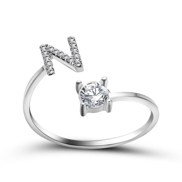 Adjustable 26 Initial Letter Ring For Women