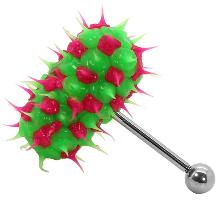 Fashion Women Men Body Piercing Jewelry Colorful Rock Personality Rubber Stainless Barbell Vibrating Tongue Ring 2 Batteries