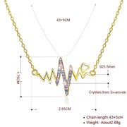 Beating Heart Aurora Borealis Crystal Sterling Silver Necklace with  Crystals