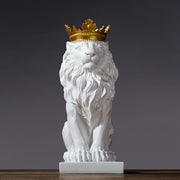 Abstract Crown Lion Sculpture Home Office Bar Male Lion Faith Resin Statue