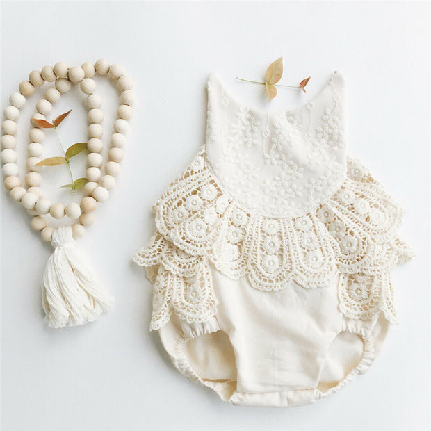 Bodysuits Sleeveless Ruffles Lace Jumpsuit Elegant Infant Girls