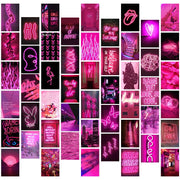 50Pcs Pink Neon Aesthetic Wall Collage Kit
