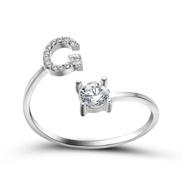 Adjustable 26 Initial Letter Ring For Women
