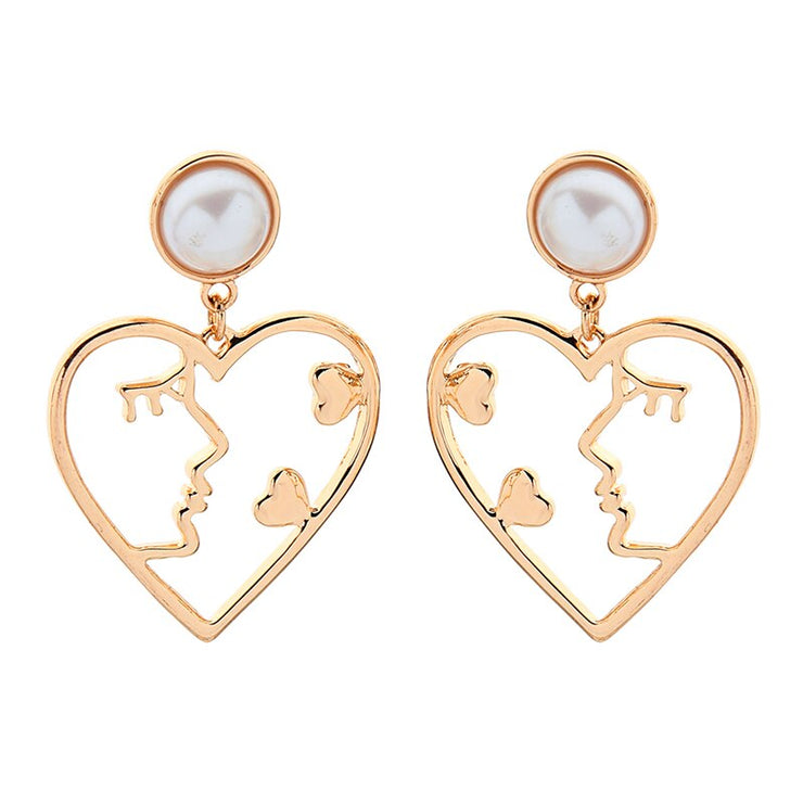 2019 Korean Fashion Jewelry Gold Color Alloy Face Dangle Earrings