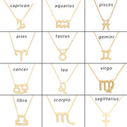 Gold Zodiac Pendant Necklace For Women