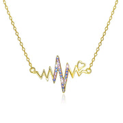 Beating Heart Aurora Borealis Crystal Sterling Silver Necklace with  Crystals