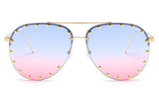 Ladies Metal Rivet Pilot Sunglasses Women Luxury Personality Rivet Glasses