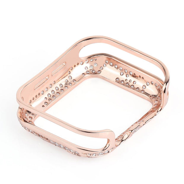 Armor Copper Protective Case for Apple Watch Series 6 5 4 3 SE Carved Diamond Cover Fashion Bumper for iWatch 38mm 42mm 40/44mm