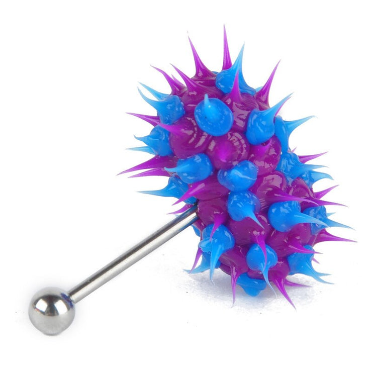 Fashion Women Men Body Piercing Jewelry Colorful Rock Personality Rubber Stainless Barbell Vibrating Tongue Ring 2 Batteries