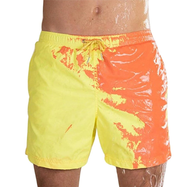Magical Change Color Beach Shorts Men Swimming Trunks Swimwear Quick Dry Bathing Shorts Beach Shorts