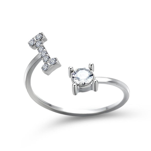 Adjustable 26 Initial Letter Ring For Women