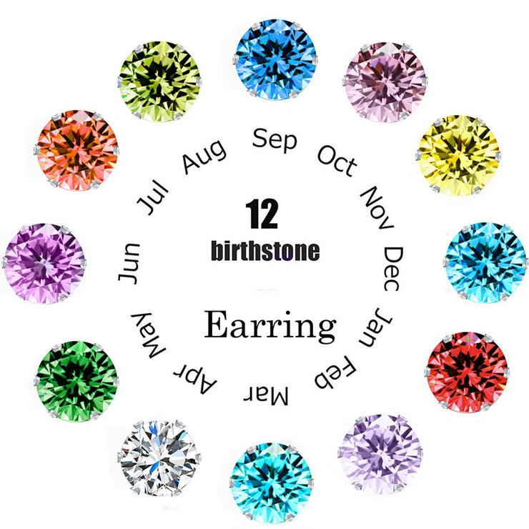12 Piece Stud Earring Set With Austrian Crystals 18K White Gold Plated Earring ITALY Made