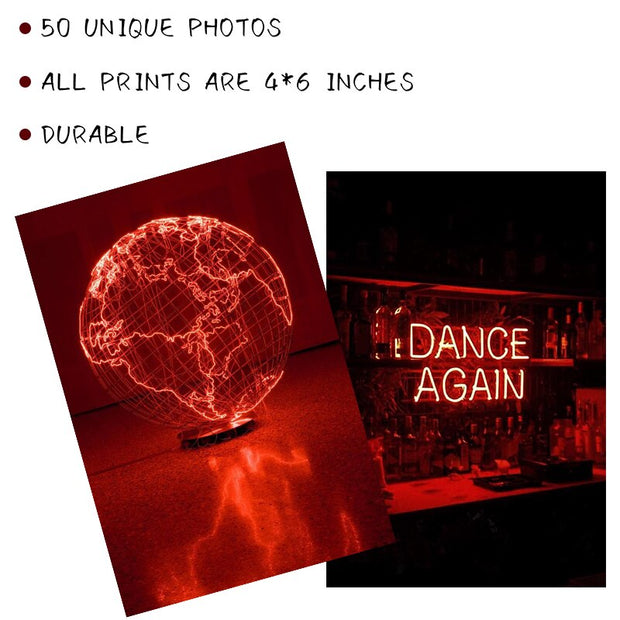 50Pcs Red Neon Aesthetic Pictures for Wall Collage Kits
