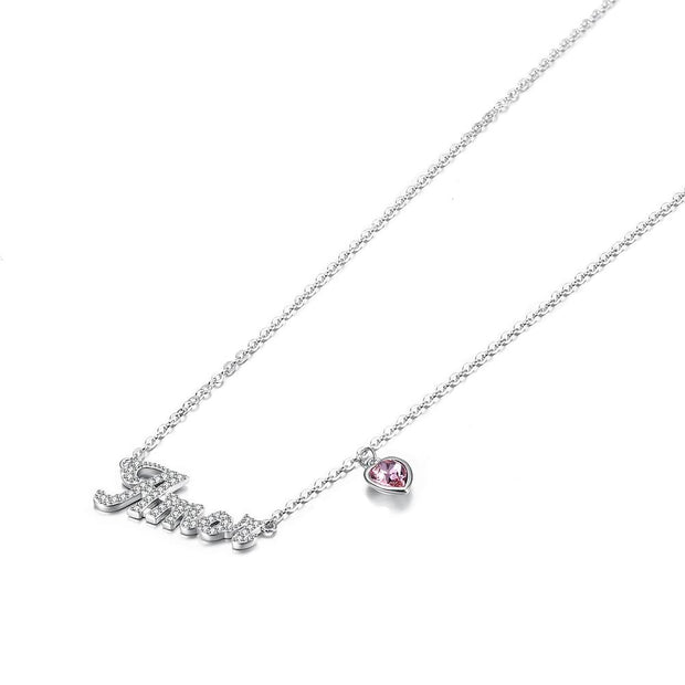 AMEN Sterling Silver Necklace with  Crystals