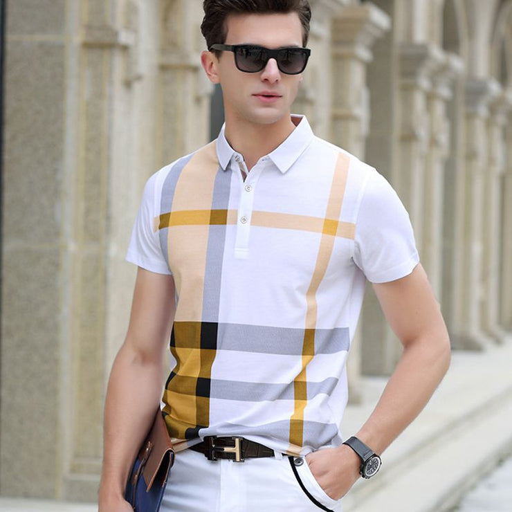 2020 summer polo shirt men&#39;s brand clothing cotton short sleeve business casual plaid designer homme camisa breathable plus size