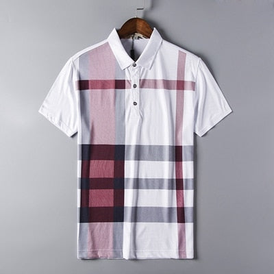 2020 summer polo shirt men&#39;s brand clothing cotton short sleeve business casual plaid designer homme camisa breathable plus size