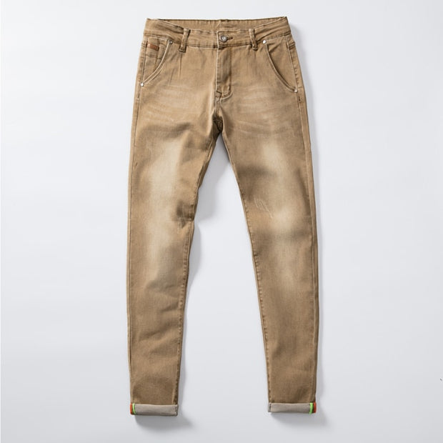2020 new skinny jeans men's slim-fitting high-quality stretch men's jeans pencil pants blue khaki gray men fashion casual jeans