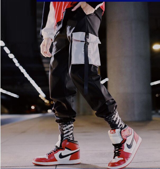 Block Pocket Patchwork Cargo Joggers Men 2021 New Streetwear Hip Hop Letter Print Harem Pants Mens Casual Trousers Sweatpants