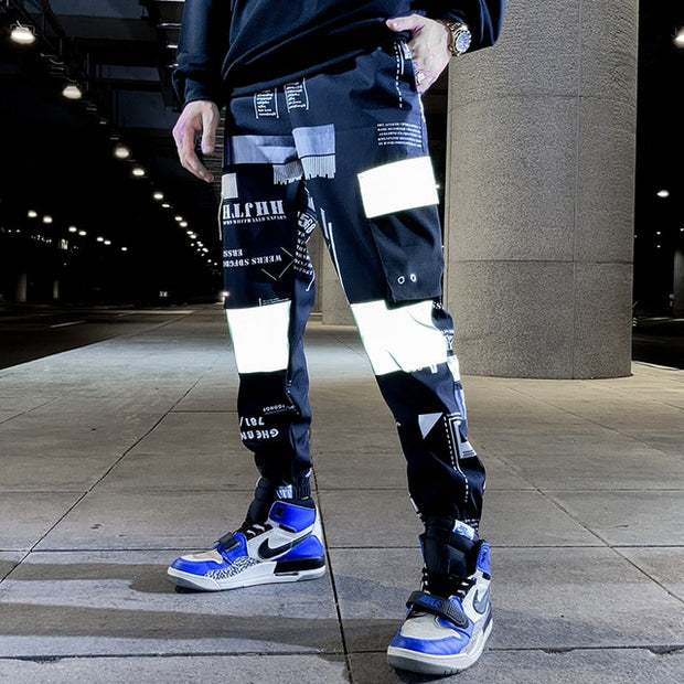 Block Pocket Patchwork Cargo Joggers Men 2021 New Streetwear Hip Hop Letter Print Harem Pants Mens Casual Trousers Sweatpants