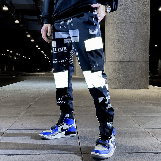 Block Pocket Patchwork Cargo Joggers Men 2021 New Streetwear Hip Hop Letter Print Harem Pants Mens Casual Trousers Sweatpants