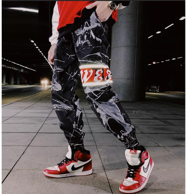 Block Pocket Patchwork Cargo Joggers Men 2021 New Streetwear Hip Hop Letter Print Harem Pants Mens Casual Trousers Sweatpants