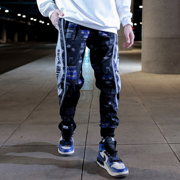 Block Pocket Patchwork Cargo Joggers Men 2021 New Streetwear Hip Hop Letter Print Harem Pants Mens Casual Trousers Sweatpants