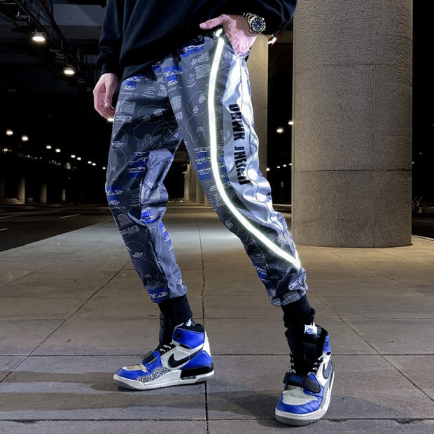 Block Pocket Patchwork Cargo Joggers Men 2021 New Streetwear Hip Hop Letter Print Harem Pants Mens Casual Trousers Sweatpants