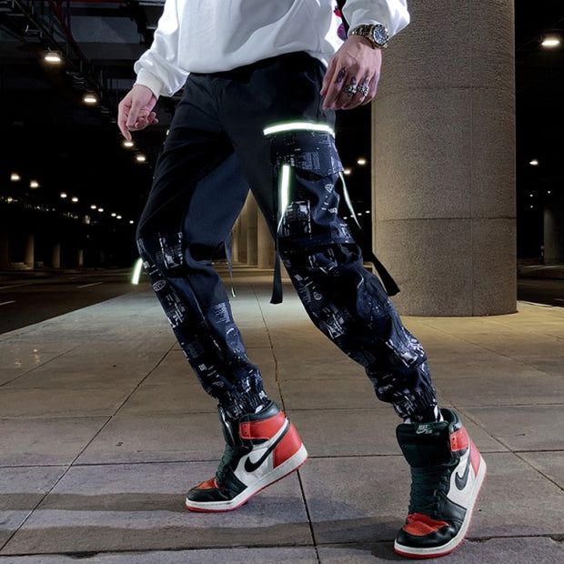 Block Pocket Patchwork Cargo Joggers Men 2021 New Streetwear Hip Hop Letter Print Harem Pants Mens Casual Trousers Sweatpants