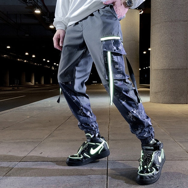 Block Pocket Patchwork Cargo Joggers Men 2021 New Streetwear Hip Hop Letter Print Harem Pants Mens Casual Trousers Sweatpants