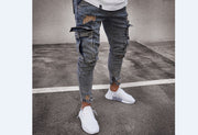 Autumn Men Jeans Casual Pants 2021 New Fashion Frayed Slim Fit Long Denim Pants Hole Jeans