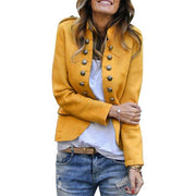 Blazer Women Jackets Long Sleeve Row Buckle Self-cultivation Small Suit Loose Yellow Red Coat Pattern Hot Style Femme Mujer