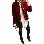Blazer Women Jackets Long Sleeve Row Buckle Self-cultivation Small Suit Loose Yellow Red Coat Pattern Hot Style Femme Mujer