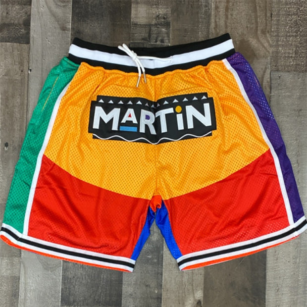 2021 Summer Hip-hop Mens Loose Beach Shorts Pant Men Casual Patchwork Letter Printing Shorts Fashion Drawstring Midi Waist Short