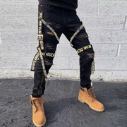 Fall Men's Jeans 2021 Skinny Slim Straight Pants New Fashion Black Youth Street Pants Trend Ripped Cargo Pants White Summer