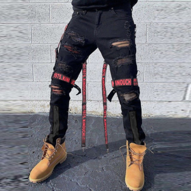 Fall Men's Jeans 2021 Skinny Slim Straight Pants New Fashion Black Youth Street Pants Trend Ripped Cargo Pants White Summer