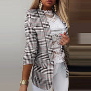 Fashion Slim Suit Blazer Spring Casual Elegant Office Lady Long Sleeve Notched Collar Top Autumn New Women Print Cardigan Jacket
