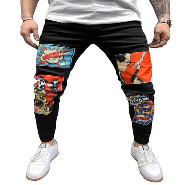2021 Men Jeans Hot Sale Slim Denim Pants Vintage Wash Patch Hip Hop Pencil Pants Work Trousers Skinny Stretch Jeans S-3XL