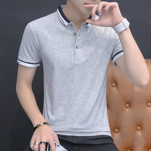 2021 summer casual polo shirt men short sleeve turn down collar slim fit sold color polo shirt for men plus size