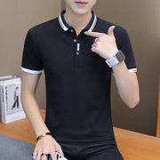 2021 summer casual polo shirt men short sleeve turn down collar slim fit sold color polo shirt for men plus size