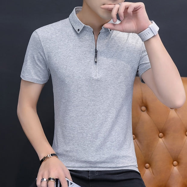2021 summer casual polo shirt men short sleeve turn down collar slim fit sold color polo shirt for men plus size